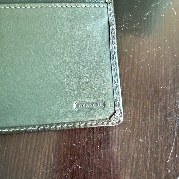 Vintage Coach Checkbook Cover Signature C's W Leather Accent Rare  Green Color - Picture 4 of 4